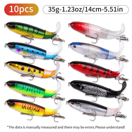 10pcs 1set 35g 14cm Topwater Fishing Lure Kit With Lifelike Swiveling Tail Vibrant Realistic Bait For Freshwater & Saltwater — product image 1