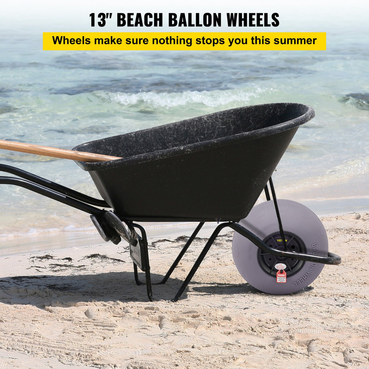 Beach Balloon Wheels, 13 Inch Replacement Sand Tires, TPU Cart Tires For Kayak Dolly, Canoe Cart And Buggy With Free Air Pump, 2-Pack — product image 2