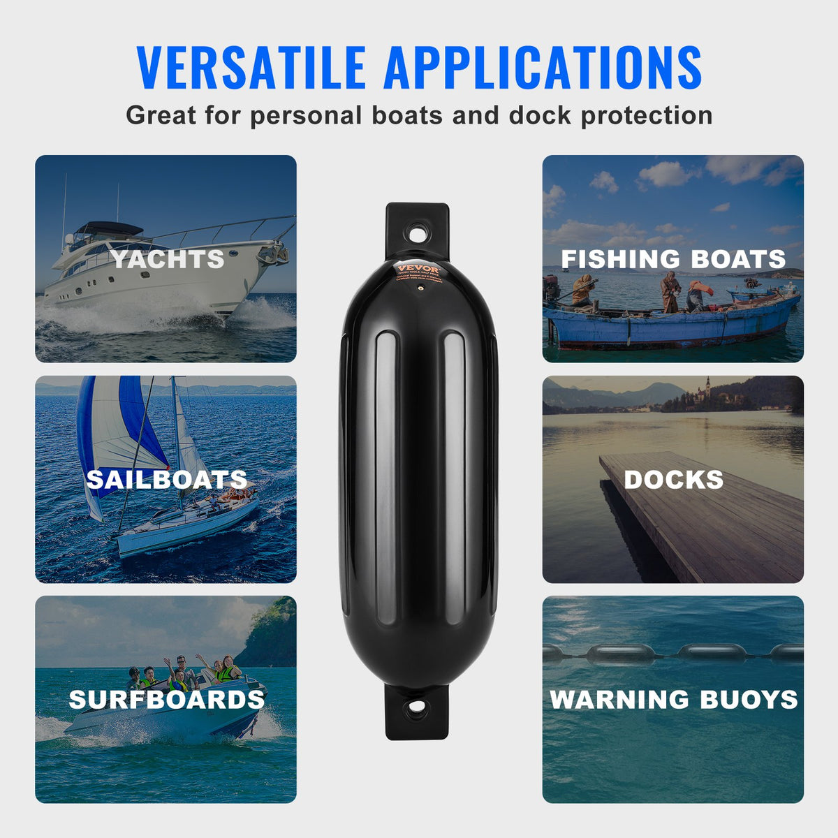 Boat Fenders, 5.5 X 20 Boat Bumpers For Docking, Inflatable Ribbed Fender With Center Holes, Marine Boat Dock Fender Bumper With Air Pump, 4 Needles And 4 Ropes And Storage Bag, Black — product image 11