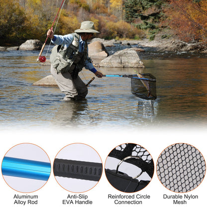 1Pc Foldable Fishing Net For Summer With Aluminum Alloy Rod EVA Handle Durable 5MM Hexagonal Nano Coating Nylon Mesh Collapsible Landing Net Safe Fish Catching Or Releasing — product image 3
