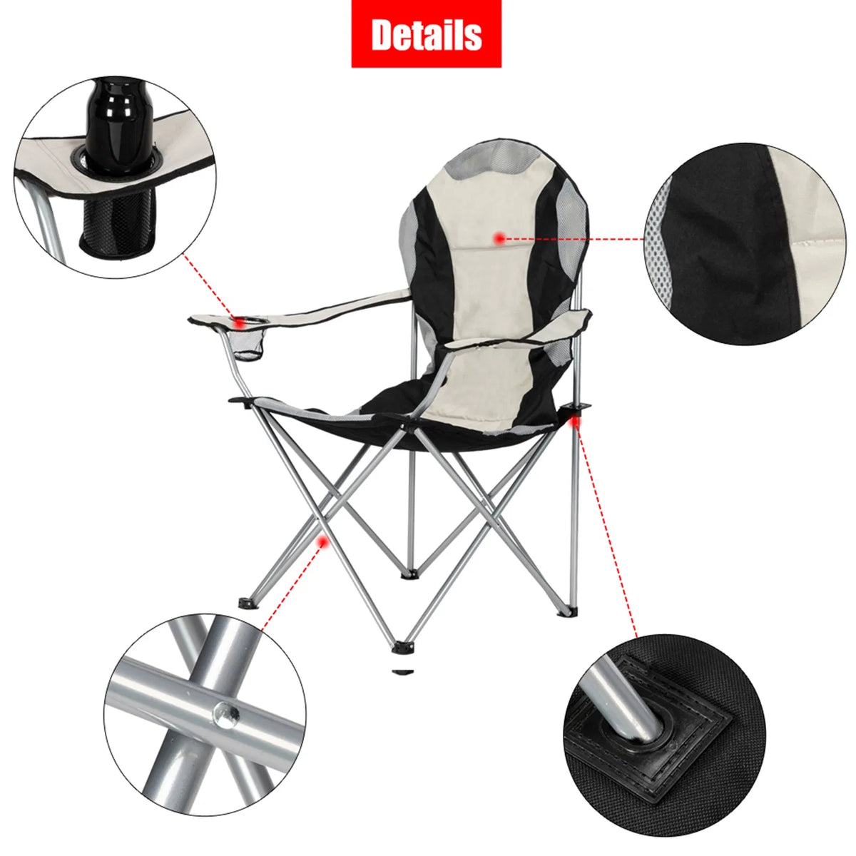 Medium Camping Chair Fishing Chair Folding Chair Black Gray — product image 15