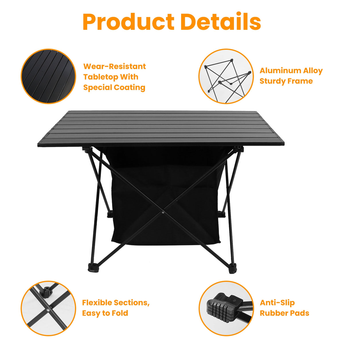 1Pc Foldable Camping Table With Storage Basket Rustproof Portable Aluminum Alloy Roll-Up Camping Table With Carrying Bag For Camping Hiking BBQ Picnic Fishing Fedex Shipping — product image 2
