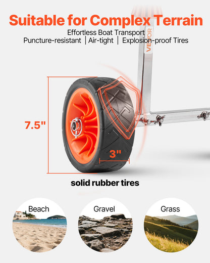 Kayak Cart, 250 Lbs Load Capacity, Canoe Cart Dolly With 7.5-inch Solid Rubber Tires & Kickstand, Assembles & Disassembles Within Seconds, Paddle Board Trolley For Kayaks, Canoes, Paddleboards — product image 3