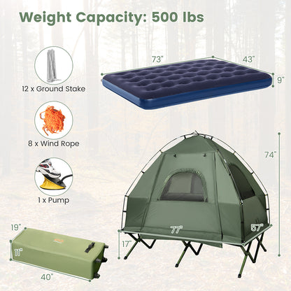 Foldable Outdoor Camping Tent Cot With Air Mattress And Sleeping Bag For Camping, Hiking, Fishing And Other Outdoor Activities — product image 3