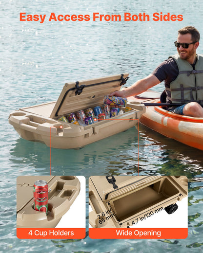 Floating Cooler, 40 QT Floating Ice Chest With Dry Storage & Tow Rope, Premium LLDPE Amphibious Drink Cooler For Water & Land, Cruise Smoothly Stable On Lake, River, Pool, Beach, Kayak, Apricot — product image 5