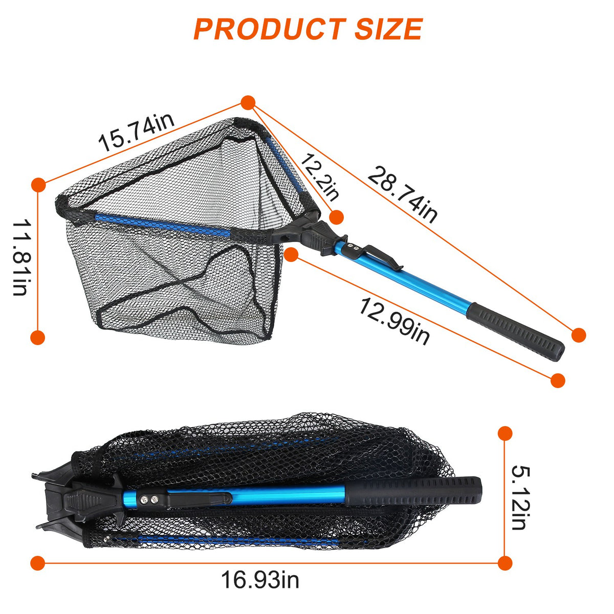 1Pc Foldable Fishing Net For Summer With Aluminum Alloy Rod EVA Handle Durable 5MM Hexagonal Nano Coating Nylon Mesh Collapsible Landing Net Safe Fish Catching Or Releasing — product image 4