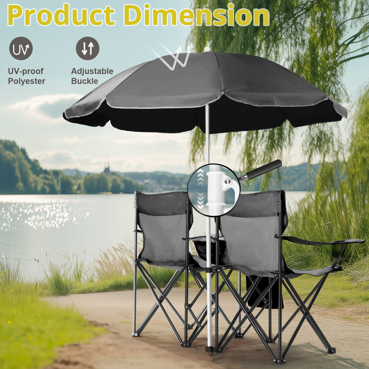 Black Fishing Chair Iron Bracket Oxford Cloth 85kg With Sunshade — product image 21