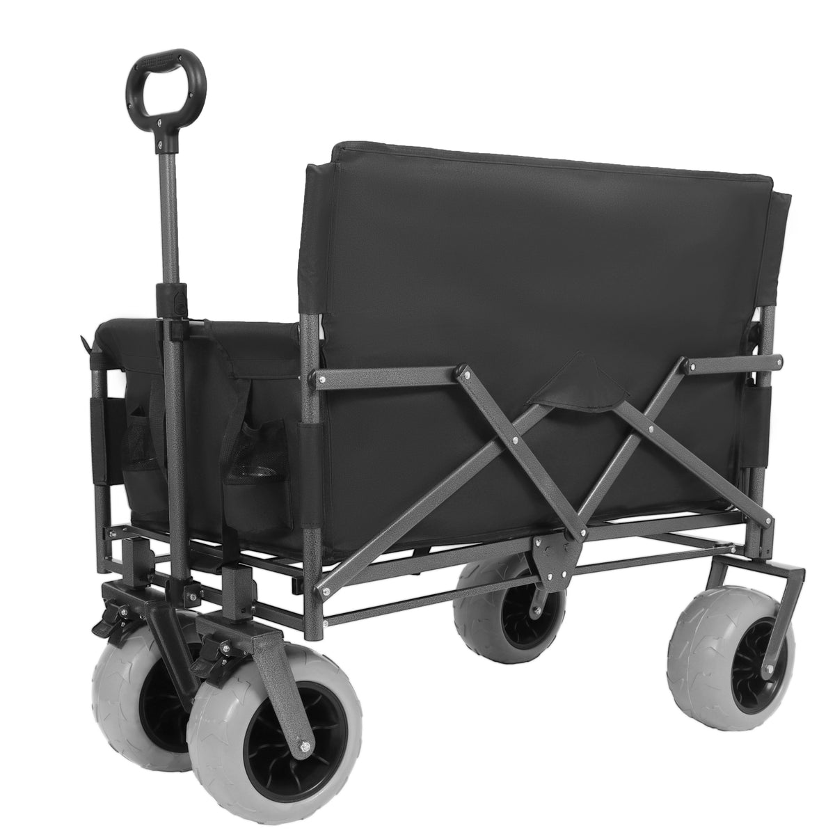 3- In- 1 Collapsible Wagon Converts To Bench Convertible Folding Wagon Cart With Rear- Mounted Folding Tabletop 500lbs Heavy- Duty 180L Capacity For Camping Beach Garden Fishing- Black — product image 9