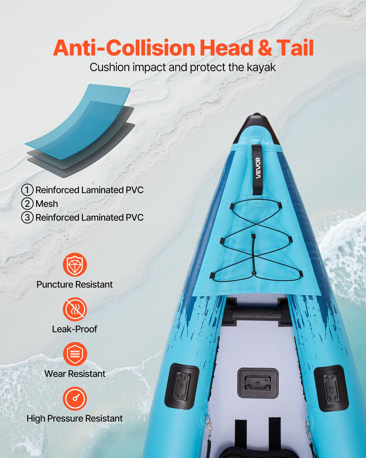 Inflatable Kayak, 2-Person Inflatable Recreational Kayak 700LBS Capacity, Leak & Puncture-Resistant With Padded Seat, PVC Drop-Stitch Floor, 2 Paddles, Hand Pump & Carry Bag For Fishing Camping — product image 3