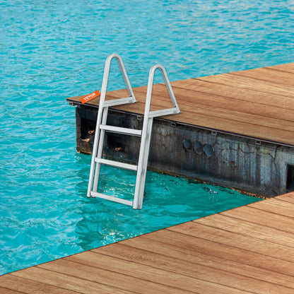 VEVOR Dock Ladder, Removable 3 Steps, 350 Lbs Load Capacity, Aluminum Alloy Pontoon Boat Ladder With 4 Wide Step & Nonslip Rubber Mat, Easy To Install For Ship Lake Pool Marine Boarding — product image 4