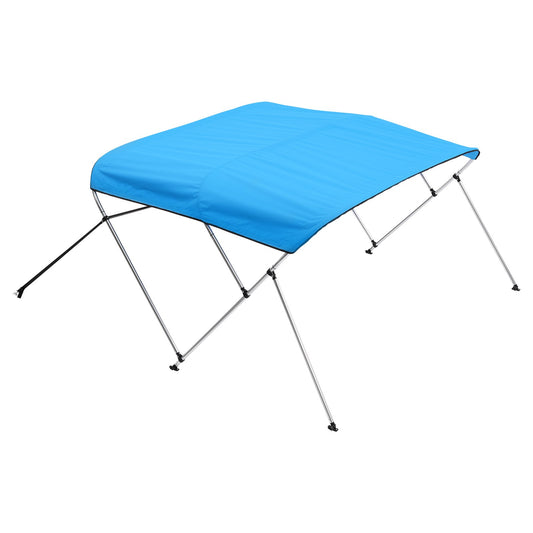 3 Bow Boat Bimini Tops, 600D Polyester Canopy With Aluminum Alloy Frame, Waterproof & Sun Shade Boat Awning Canopy With Storage Bag, 2 Support Poles, 4 Straps, 6'Lx(61"-66")W X46"H, Pacific Blue — product image 1