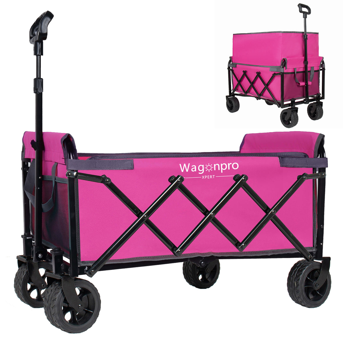 Upgraded 5x2 Wide Wheels- Expandable Dual- Layer Utility Wagon With Extra Space 220lbs Capacity Grocery Cart For Camping Shopping Sports Gardening Fishing — product image 1